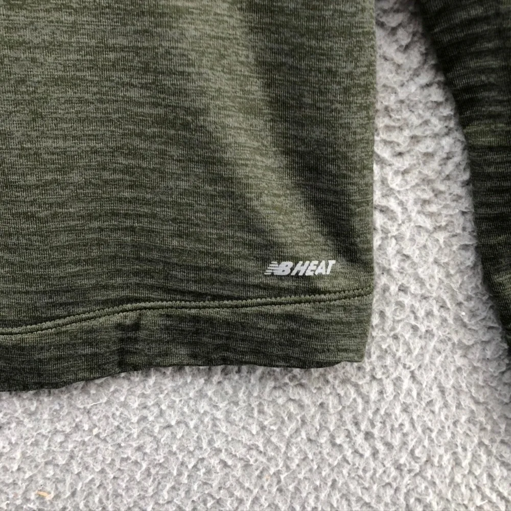 New Balance Running Pullover Mens Medium Olive Green 1/4 Zip Outdoor Thumbhole - Picture 7 of 12
